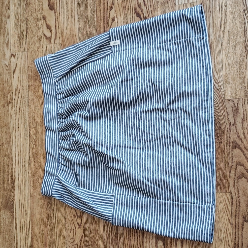 (XL) PAN Striped Skirt Pockets Nautical Cottagecore Holiday Lake Cotton Blend